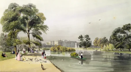 Palacio de Buckingham: desde el Parque de St. James, 1842
